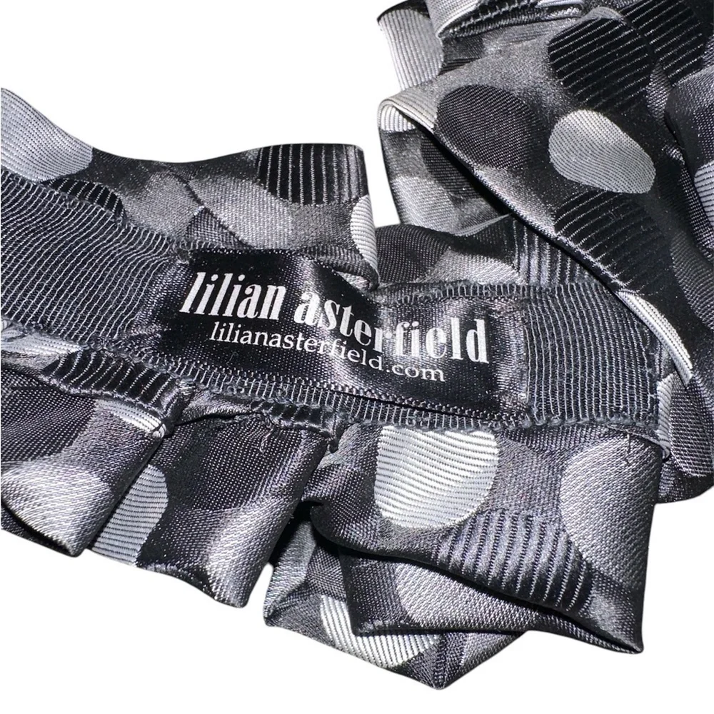 Lilian Asterfield up cycled ascot silk scarf neck tie polka dot
